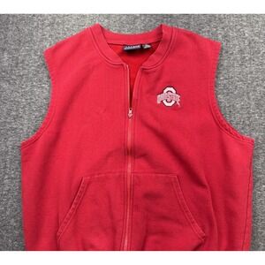Ohio State Buckeyes Full Zip Sweater‎ Vest Men's Sz L 90s Crable Vtg Grandpa